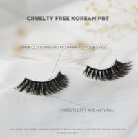 Faux cils individuels personnalisés en gros, marque OEM, en cheveux synthétiques faits à la main, avec bande en coton noir, naturels, doux et légers