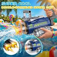 Pistol Air Bertekanan Tinggi Teknologi Canggih AI Smart Voice-Controlled Double-Barrel Gatling Electric Rapid-Fire Water Gun Black Tech High-Pressure Pulse Rotating Water Gun