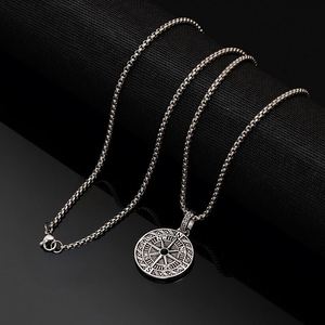 Adjustable Ancient Skull <b>Compass</b> Needle Charm Pendant Necklace Stainless Steel <b>Chain</b> for Men-Hip Hop Style Punk Jewelry - Product Image 5