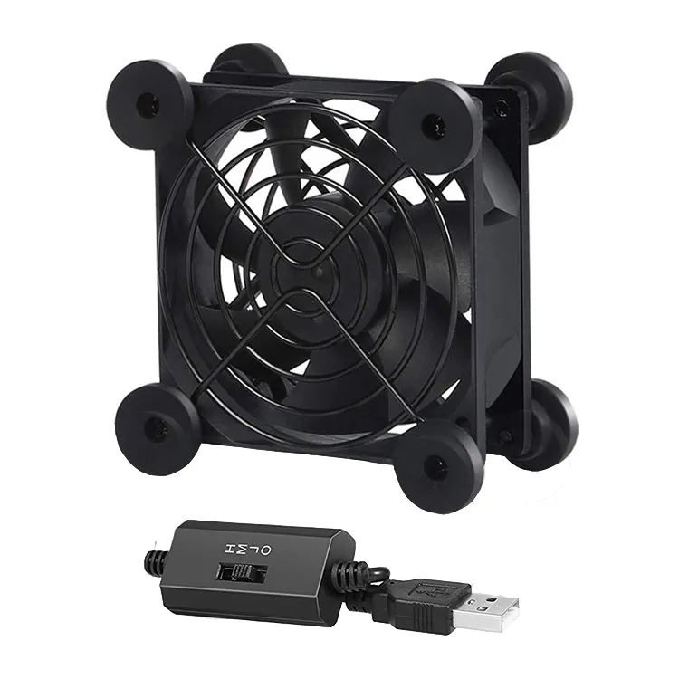 Ventilatore USB da 80mm con ventola da 80mm con 3 velocità del vento regolabili ventilatore per PC per ricevitore TV Box PS4