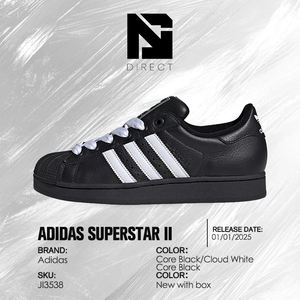 Adidas Superstar 2 'noir et blanc' Chaussures classiques Adidas pour hommes Sneaker de luxe à la mode décontractée - Product Image 6