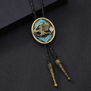 Estilo vaquero occidental Bolo Tie Gemstone Aleación de zinc <span class=keywords><strong>Pajarita</strong></span> de cuero y corbatas para Dropshipping transfronterizo - Product Image 2