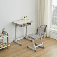 Ensemble de chaise et de bureau d'école moderne et personnalisable pour un seul élève, réglable, ergonomique, confortable, écologique, avec cadre en bois, école primaire