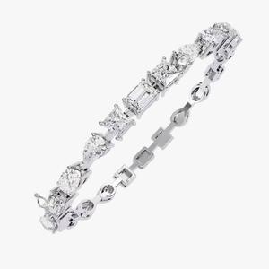 Luxury Mix Stone 22k White Gold Hand Natural Lab Grown Moissanite Diamond Bracelet VVs Fine Jewelry - Product Image 1