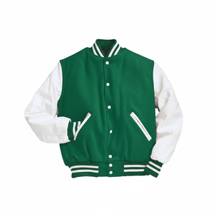 Custom Men's Wool/Polyester Varsity Jacket Casual Style Embroidery Front Autumn Breathable Windproof <b>Stand</b> Collar Made Pakistan - Product Image 1