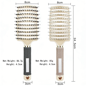 Cepillo Desenredante para Cabello de Mujer, Precio de Fábrica, Herramienta de Estilismo para Salón, Peine de Dientes de <span class=keywords><strong>Bambú</strong></span> Curvo y Ventilado para Extensiones - Product Image 2