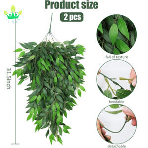 Artificielle Suspendue Saule Laisser Vigne Brindille Soie Pleureur Saule Feuille Italien Ruscus Verdure Maison Jardin Mariage Arc Jungle Décor - Product Image 2