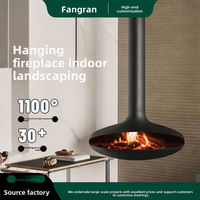 Cheminée suspendue Fangran à bois véritable, flammes lumineuses, chauffage d'intérieur de luxe en forme de soucoupe, décoration