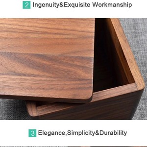 Square Walnut Wood <b>Storage</b> <b>Box</b> Solid Color Jewelry <b>Box</b> Decorative <b>Storage</b> <b>Box</b> - Product Image 4