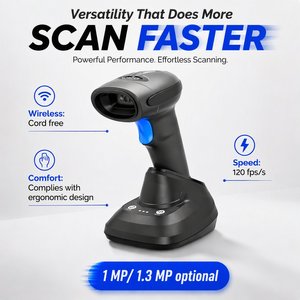 Escáner de Código de Barras Industrial USB <span class=keywords><strong>COM</strong></span> Inalámbrico de Alta Velocidad 2.4g, Respuesta Rápida, Dispositivo Portátil POS en Stock - Product Image 1