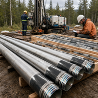 Tige de forage diamantée en acier forgé PQ, 1,5 m et 3 m, pour l'exploration géologique et l'étude des forages profonds