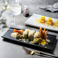 Assiette de sushi en céramique noire japonaise Chef Japan Rock Pratos Hotel Restaurant, ensemble de vaisselle en porcelaine