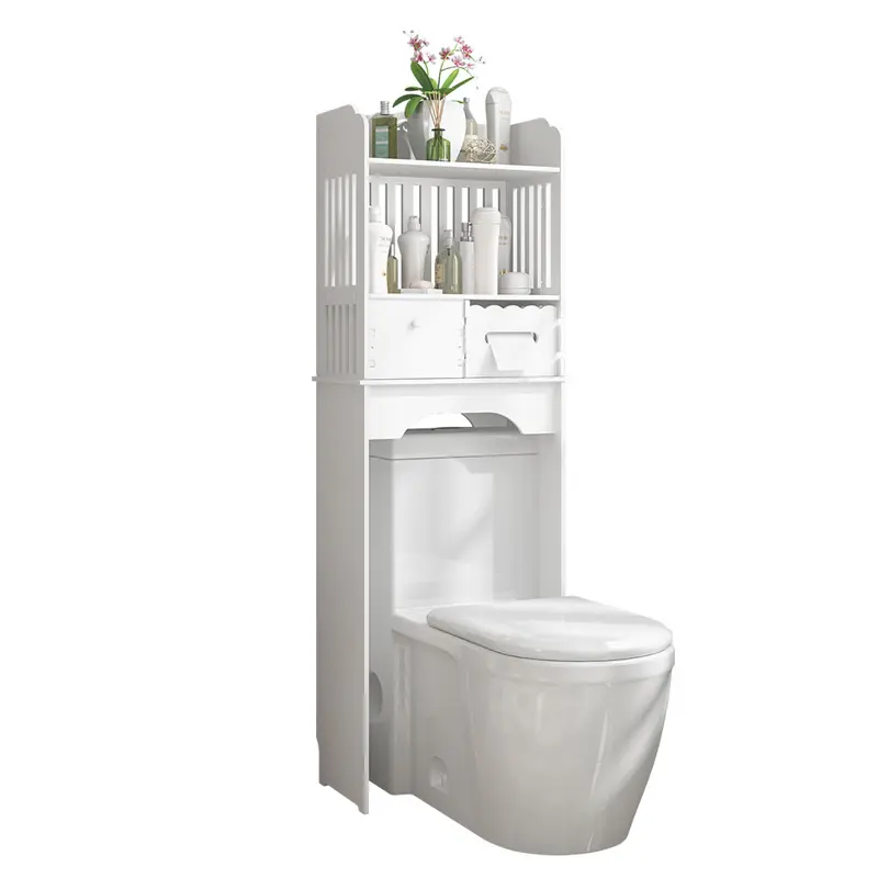 Tall modern waterproof WPC over toilet cabinet with shelf bathroom commodity shelf organizer cabinet