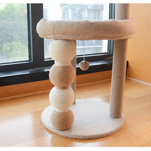 Pohon kucing kustom pabrik tempat tidur kucing kayu berkelanjutan terintegrasi dengan garuk Sisal dan rangka panjat Tanpa Remah tempat tidur kucing - Product Image 4