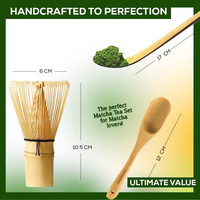 Fouet à Matcha en bambou naturel fait à la main 100% avec logo personnalisé-Fouet à Matcha Cuillère à thé traditionnelle