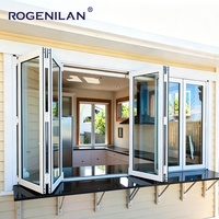 Ventana Plegable de Aluminio con Doble Acristalamiento Low-E, Impermeable, de Rogenilan, Proveedor Chino, Ventanas de Vidrio Plegables Tipo Acordeón para Patio