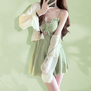 Traje de baño de una pieza para mujer Baiya, cintura alta, estilo halter, mini, de secado rápido, con aberturas, para natación en resort - Product Image 3