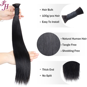 Fh 16-24Inch Nguyên Liệu Tóc Con Người Bện Số Lượng Lớn Không Có Sợi Ngang 100G Lớp Biểu Bì Phù Hợp Bán Buôn Xoăn Boho Bím Tóc Con Người Số Lượng Lớn - Product Image 5