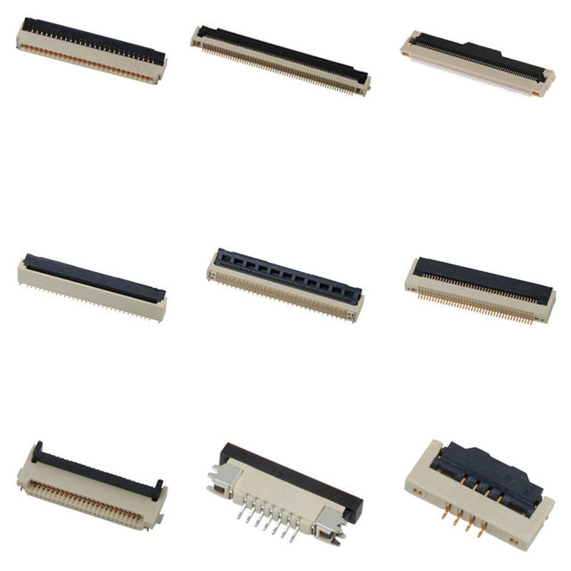 Gold Plating FPC Connector ZIF R/A Straight DIP SMT LCP Material Phosphor Bronze Terminal FPC Connector with Lock for Auto