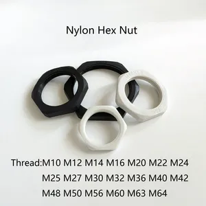 メートルねじ付きナイロン六角ナット IP68保護 M10-M64 ピッチ1mm/1.5mm/2mm 黒または白 - Product Image 2