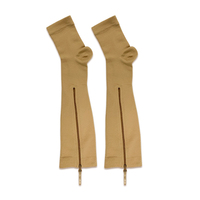 Chaussettes de compression médicale de classe 2 pour femmes, écologiques, antibactériennes, respirantes, avec fermeture éclair, antidérapantes, soutien estival pour les varices