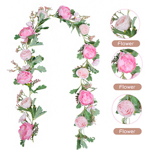 Guirlande de roses artificielles FUYI en soie, 100 cm, 200 cm, décoration de mariage, décoration de la maison, accessoires de photographie - Product Image 5