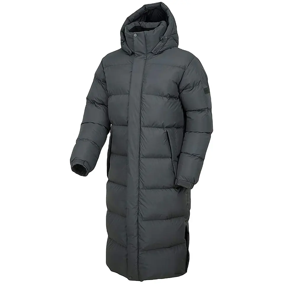 Customized men detachable windproof warm hood blank puffer custom long duck down jacket coat