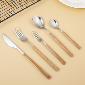 Phong cách retro Màu đỏ gỗ màu xử lý thép không gỉ xử lý thiết lập dao kéo cho nhà Flatware - Product Image 5