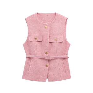 Chaleco Texturizado con Cuentas y Cinturón, Diseño Nuevo de Primavera y Otoño para Mujer, a la Moda - Product Image 3