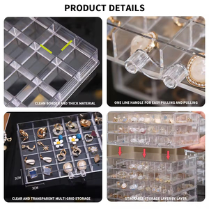 Scatola Organizzatrice Personalizzata a 5 Livelli con 120 Scomparti, Grande Capacità, Trasparente, in Plastica, per Gioielli, Orecchini e Anelli, con Cassetti - Product Image 4