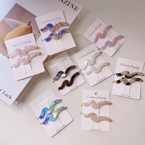 Yi YHJレディースヘアアクセサリー2025新しいウェーブアセテート2ピースセットBang Duckbillクリップサイドクリップヘアピン子供用カスタム - Product Image 1