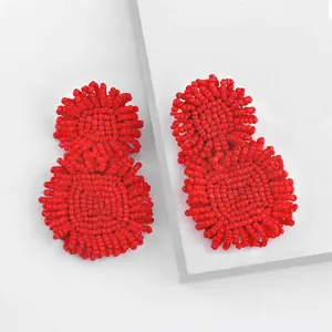 Moyamiya jewelry earring accessories handmade seed beaded square geometric pattern earrings accessories women
