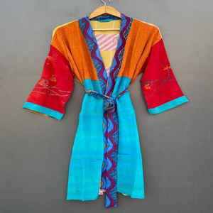 Robe Kimono en Soie Vintage Super Vente 2025, Patchwork Boho, Vêtement de Détente et de Plage, Prix de Gros - Product Image 2