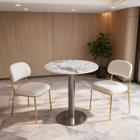 Tables à manger en marbre pour hôtels commerciaux, cafés, tables circulaires/petites modernes et minimalistes, durables, faciles à nettoyer, pour les réunions