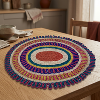 Nouveau tapis en jute fait main, crocheté à la main, antidérapant, en forme de D, design musulman, pour l'extérieur, le camping, les pique-niques, la maison, le bureau, fabriqué au Bangladesh