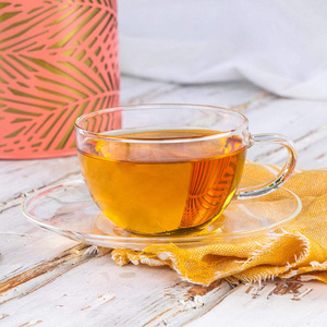 Tazza di vetro borosilicato e piattino in vetro piccolo tazza da tè e piattino Set resistente al calore per la preparazione del tè - Product Image 2