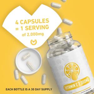 Capsules de vitamine <span class=keywords><strong>C</strong></span> végétalienne naturelle de haute qualité 2000mg Capsule de vitamine <span class=keywords><strong>C</strong></span> de collagène biologique Peau Coeur Santé immunitaire - Product Image 4