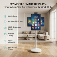 23,8 inch mobiel smart display, op batterijen werkend, draagbaar scherm met soepele wielen voor binnenbioscoop, lift en zakelijke toepassingen