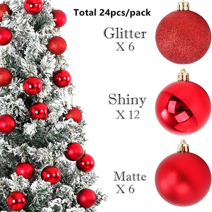 24pcs Mini boules de Noël incassables en PVC 3cm 4cm 5cm 6cm 8cm 10cm pour ornement suspendu d'<span class=keywords><strong>arbre</strong></span> de Noël - Product Image 1