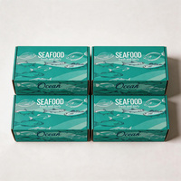 Boîte à fruits de mer ondulée turquoise personnalisée avec logo, résistante à l'humidité, de qualité alimentaire, pour livraison à emporter