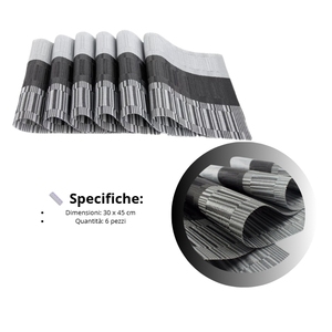 Set di 6 tovagliette 30x45 cm, resistenti al calore, lavabili, antigraffio, dal design elegante, per casa e hotel - Product Image 2