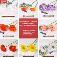 Aierflorist PU Calla Lily Daisy Long Rod Poppy Bouquet Dekorasi Rumah untuk Fotografi Pernikahan, Bunga Simulasi