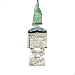 多距离马拉松完赛奖牌（5公里/21公里/42公里），带可拆卸牌和定制丝带，适用于体育赛事 - Product Image 1