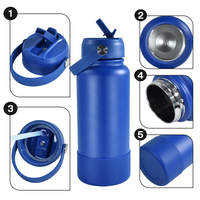 Bouteille d'eau isotherme de 32 oz pour voiture, utilisation en voyage, étiquette privée personnalisée, carafe en acier inoxydable, sangle de transport portable, bouchon à bec verseur