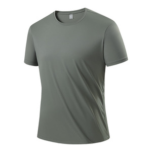 T-shirt à manches courtes pour homme en nylon, couleur unie gris château, vêtements de loisirs, uniformes scolaires - Product Image 2