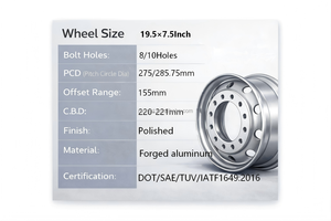 Nueva Llanta de Aluminio Forjado MEIKA 19.5X7.5 para Modelos de Camiones - Product Image 3