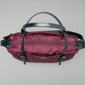 Bolso tote con monograma color rojo vino, bolso de hombro de nailon de gran capacidad, correa cruzada extraíble, bolso informal para el trabajo, viajes, uso diario - Product Image 4