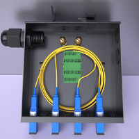 Boîtier de raccordement fibre optique Hai Na 4 cœurs SC sur rail DIN, SPCC LSZH CE RoHS, ignifuge certifié US, avec pigtails et adaptateurs SC monomodes OS2