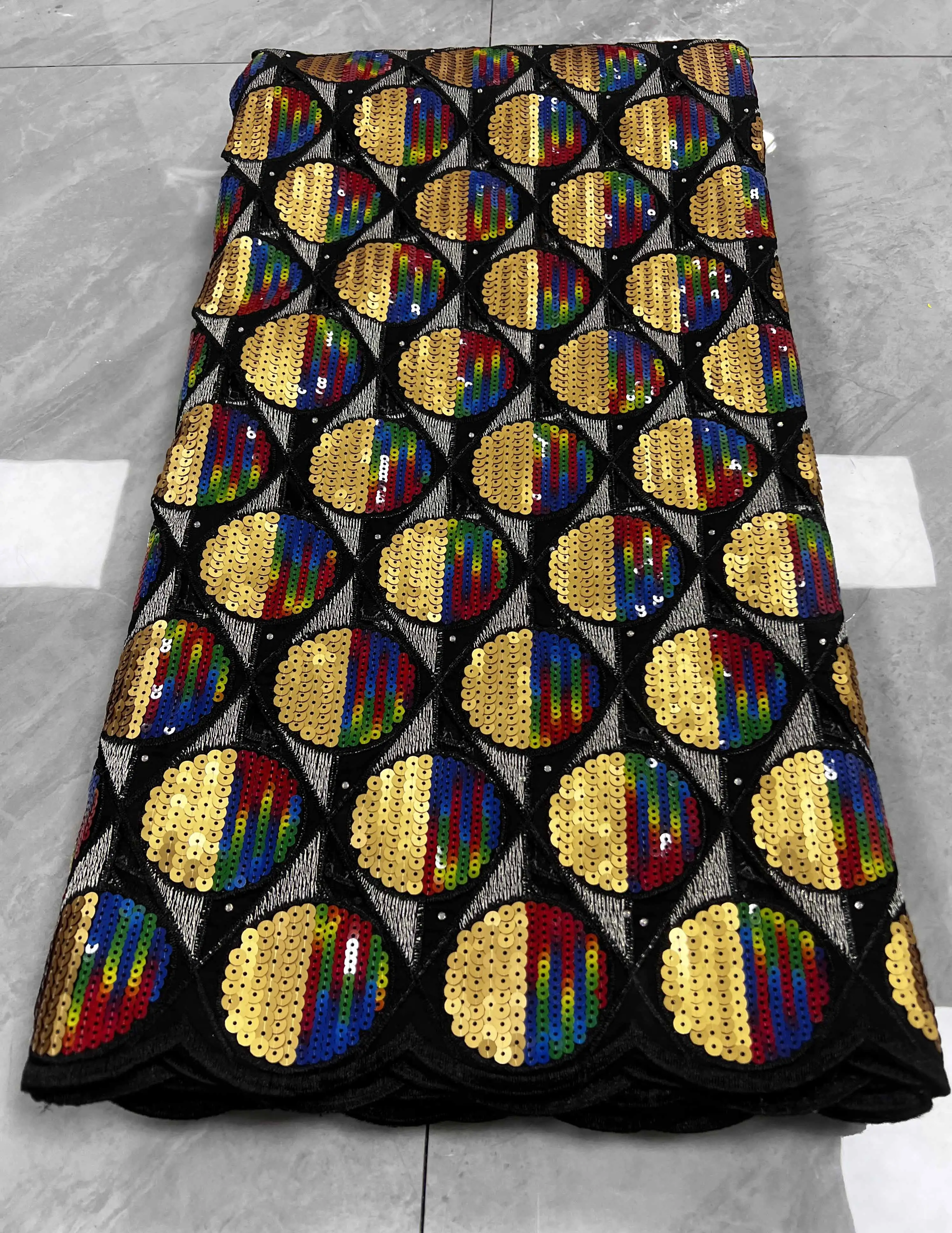 Dubbele organza kralen zwitserse kant jurk stof borduren sequin koord tule guipure Nigeriaanse bridal kant stof