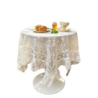 Housse de table de chevet carrée en dentelle florale de style français de luxe, multi-usage pour table à manger/table basse, écologique et durable